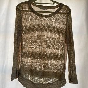 Macrame knit and sheer floral top